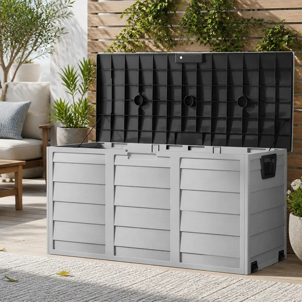 Outdoor Storage Box Lockable 290L Weather-resistant with Wheels