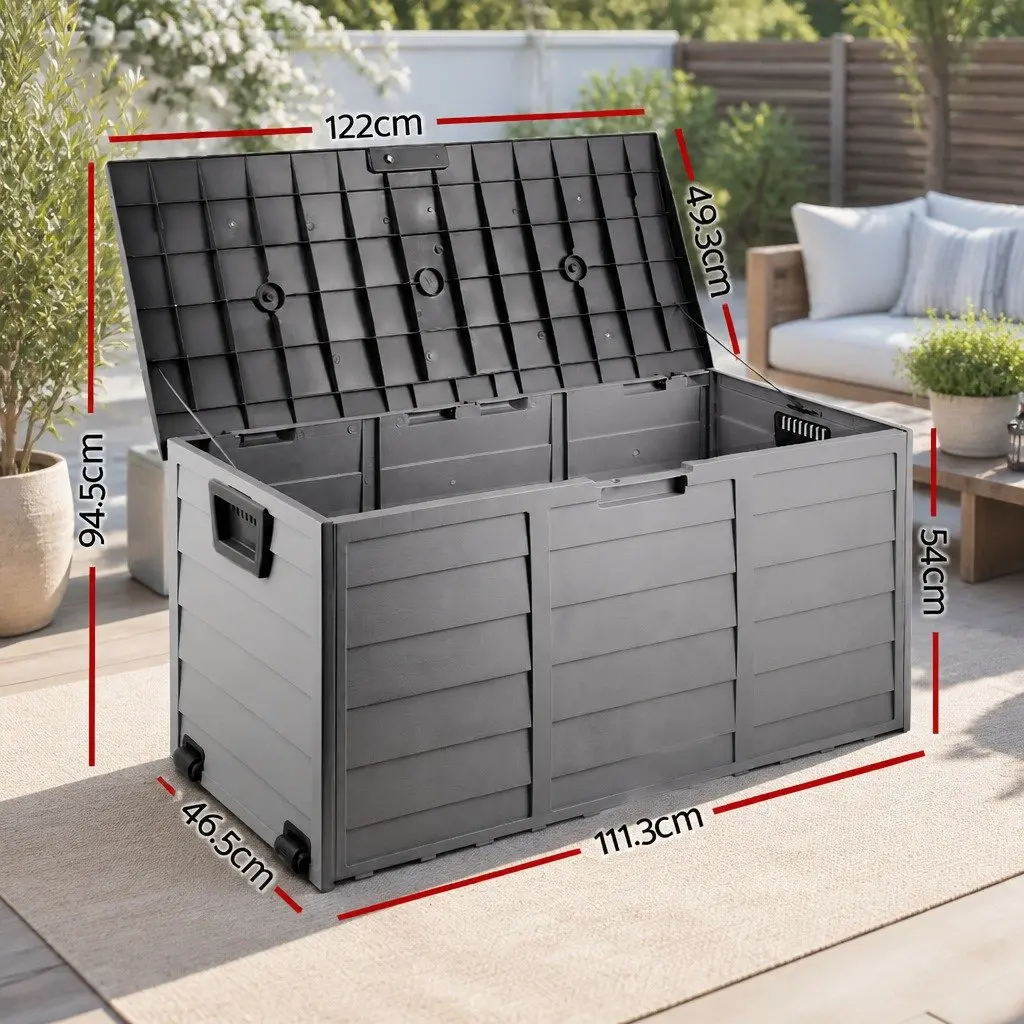 Outdoor Storage Box Lockable 290L Weather-resistant with Wheels