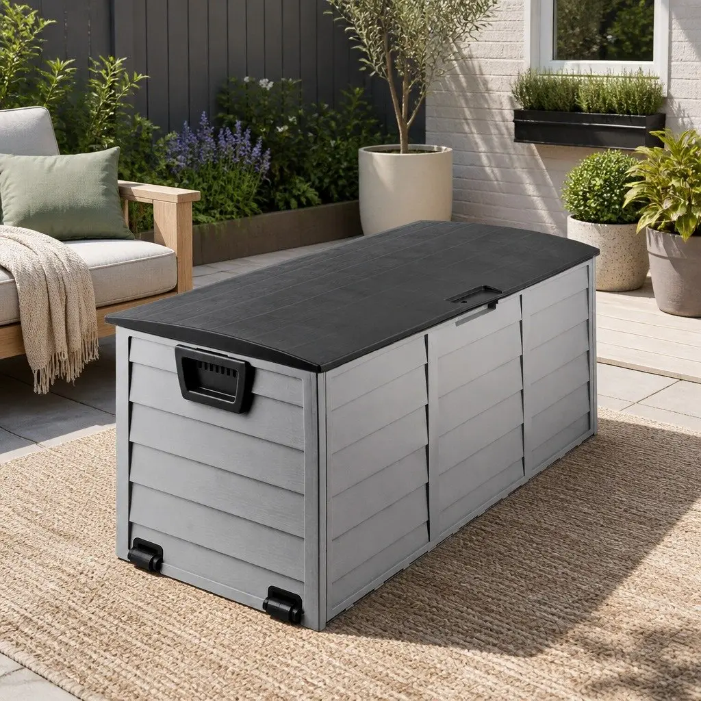 Outdoor Storage Box Lockable 290L Weather-resistant with Wheels
