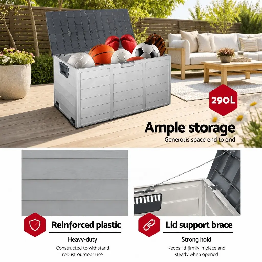 Outdoor Storage Box Lockable 290L Grey