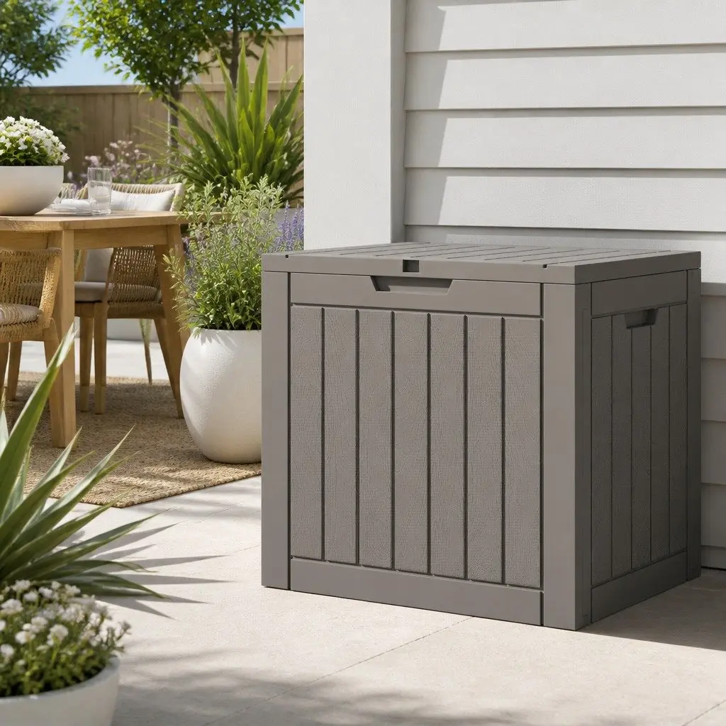 Outdoor Storage Box Lockable 118L Weather-Resistant Garden Shed Tool Toy Storage Bench