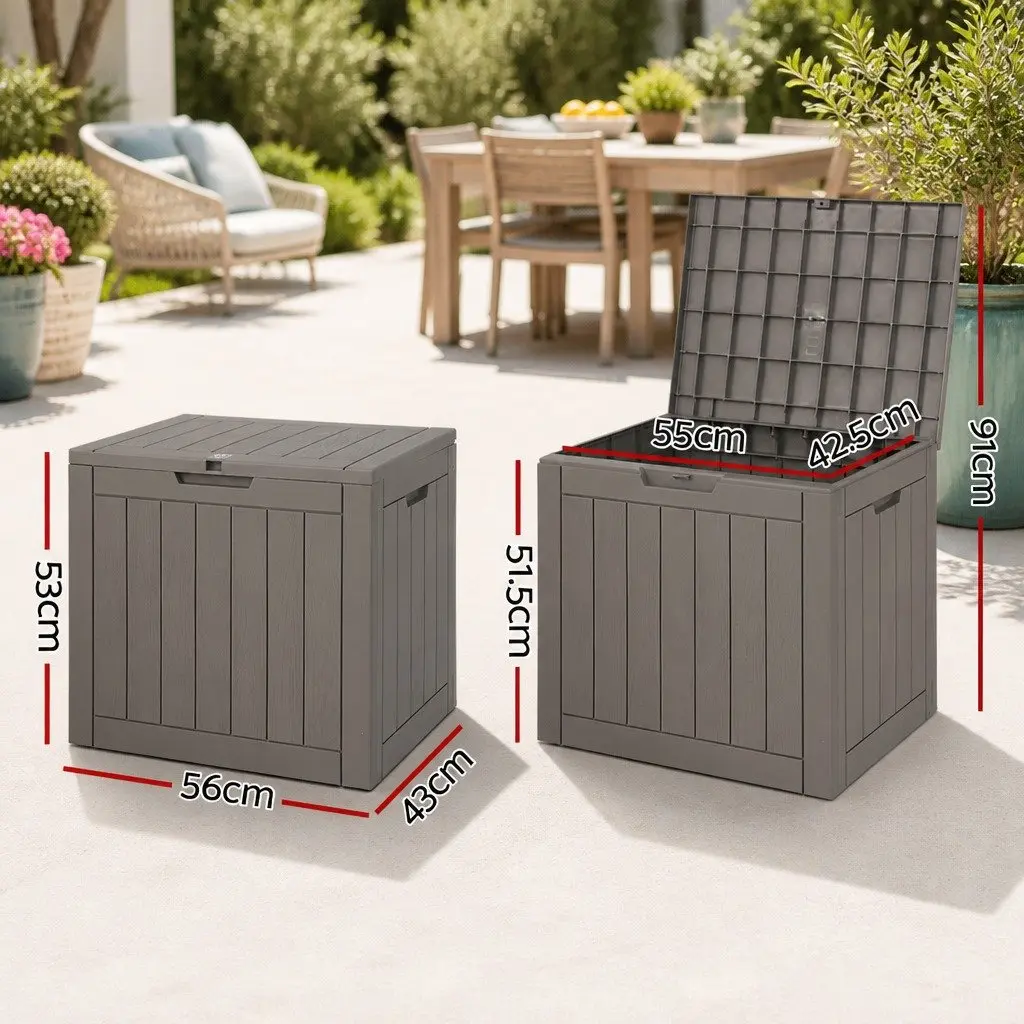 Outdoor Storage Box Lockable 118L Weather-Resistant Garden Shed Tool Toy Storage Bench