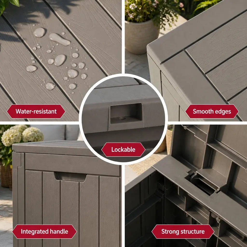 Outdoor Storage Box Lockable 118L Weather-Resistant Garden Shed Tool Toy Storage Bench