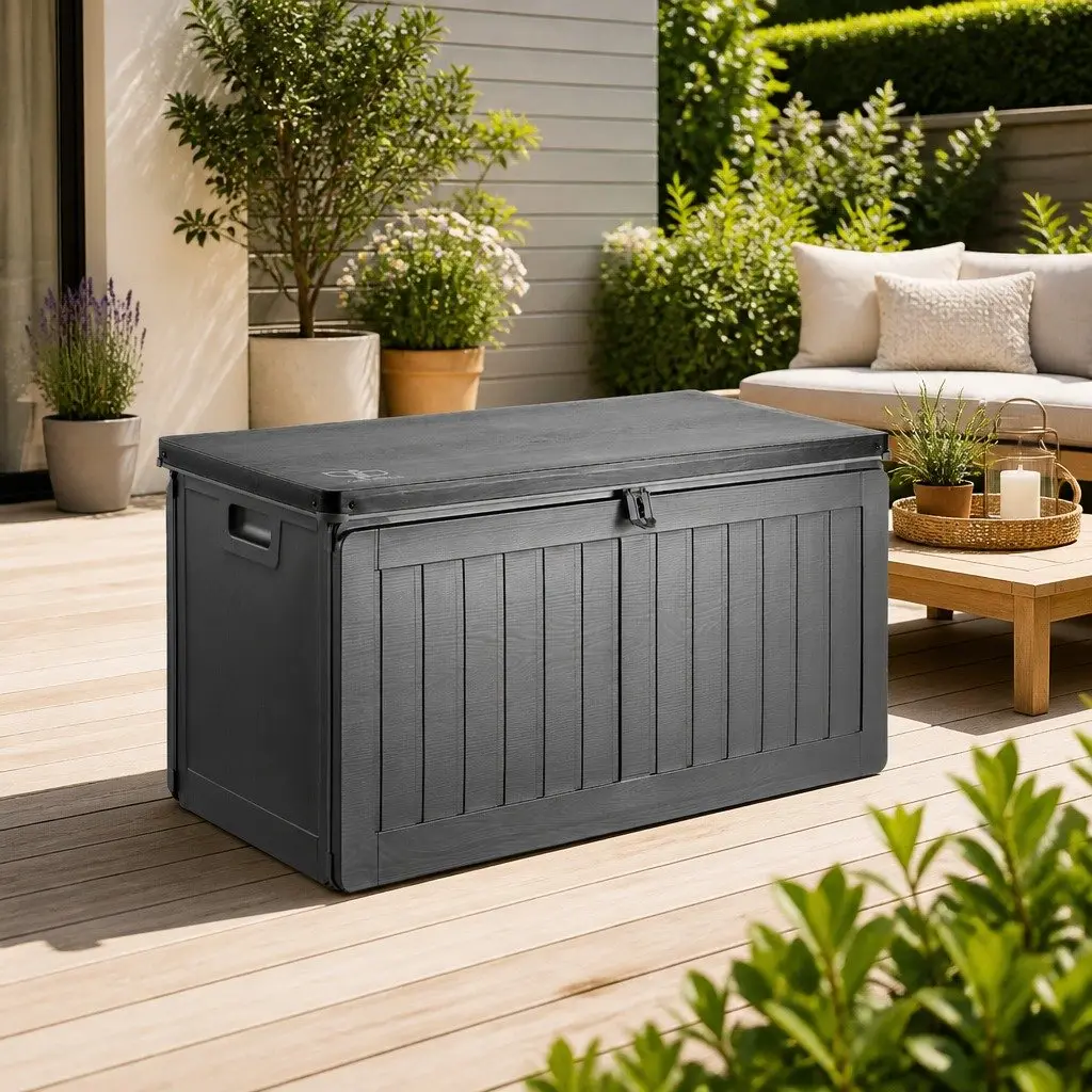 Outdoor Storage Box Lockable Garden Bench 190L Grey