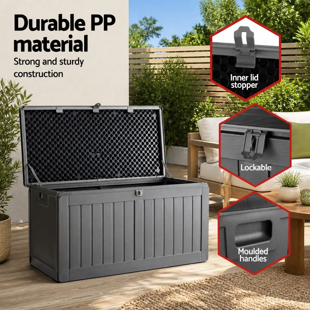 Outdoor Storage Box Lockable Garden Bench 190L Grey