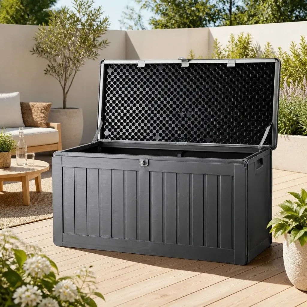 Outdoor Storage Box Lockable Garden Bench 190L Grey