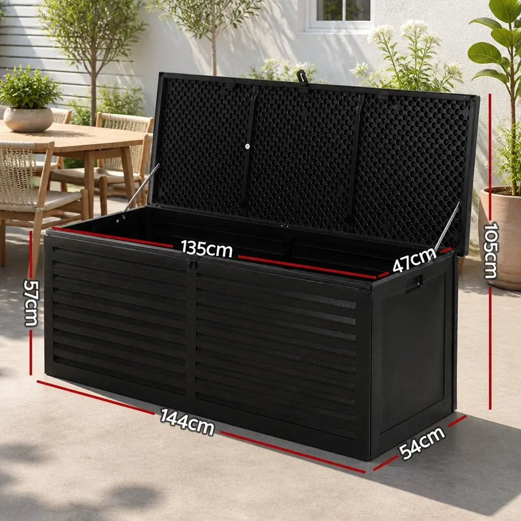 Outdoor Storage Box Weather-resistant Lockable 390L Black