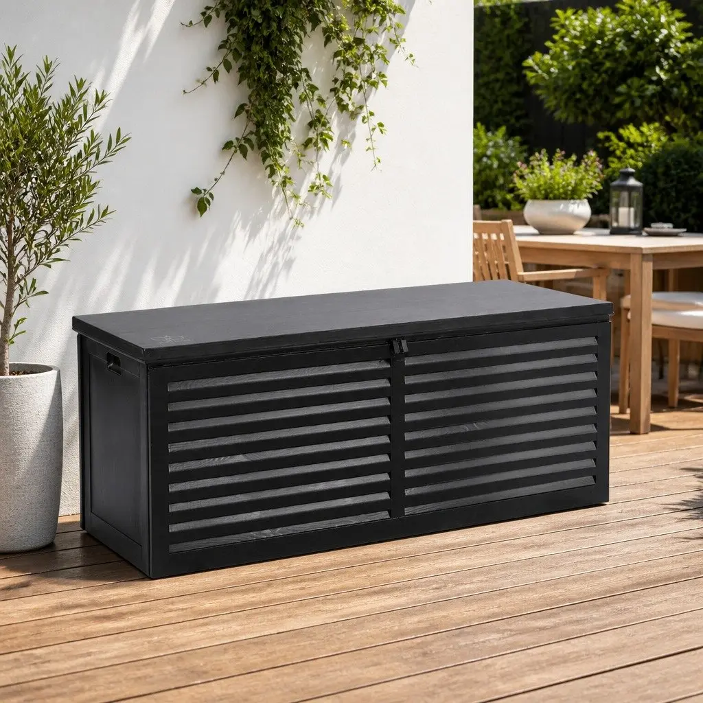 Outdoor Storage Box Weather-resistant Lockable 390L Black