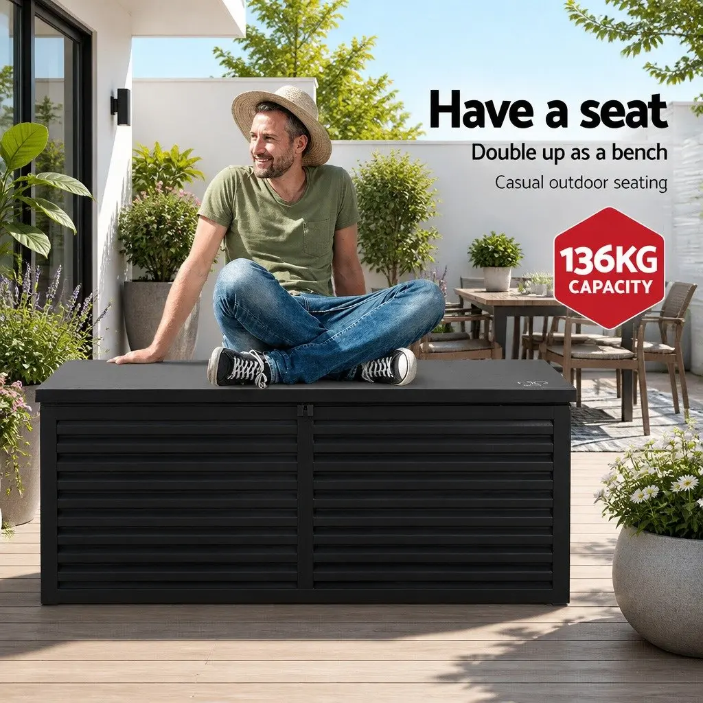 Outdoor Storage Box Weather-resistant Lockable 390L Black