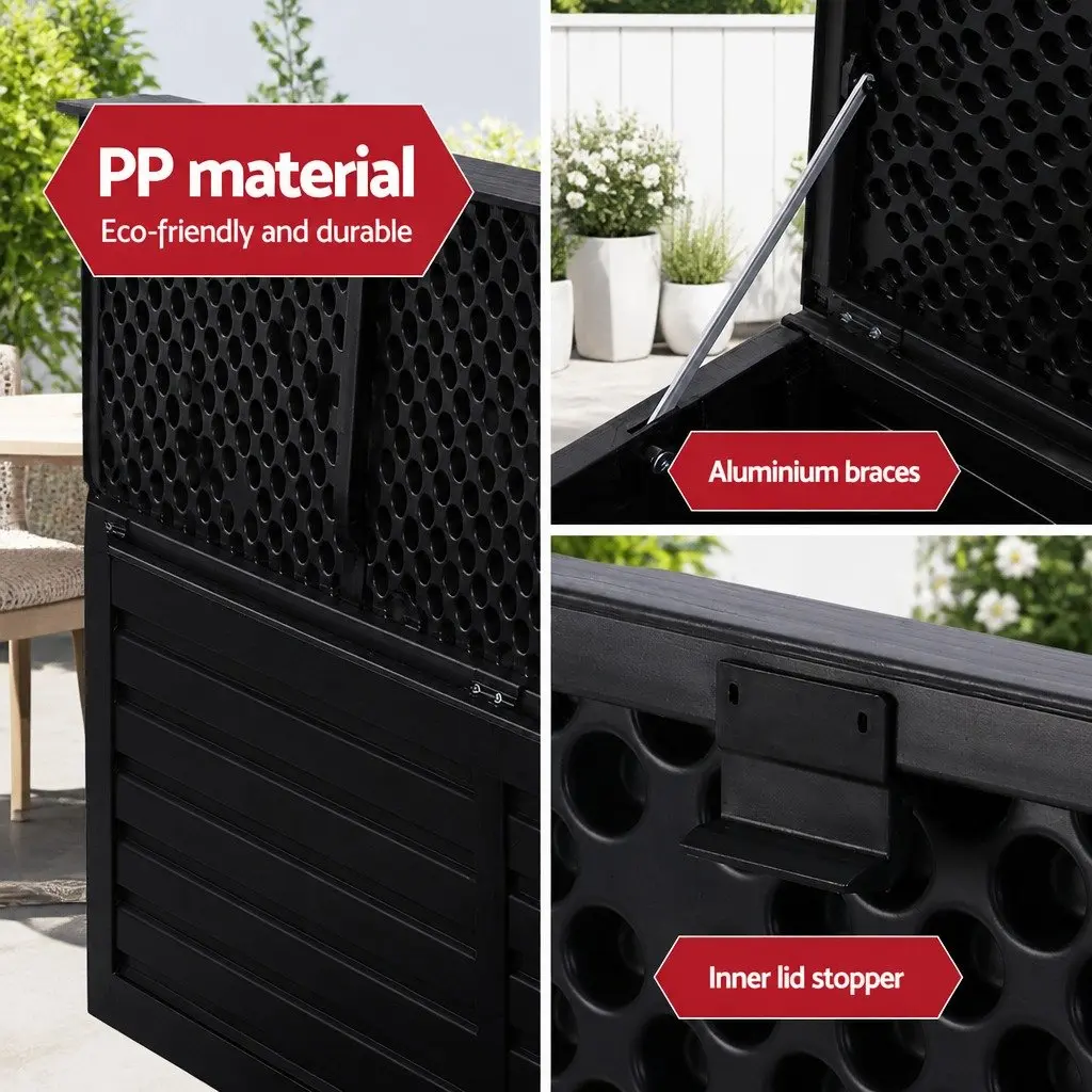 Outdoor Storage Box Weather-resistant Lockable 390L Black