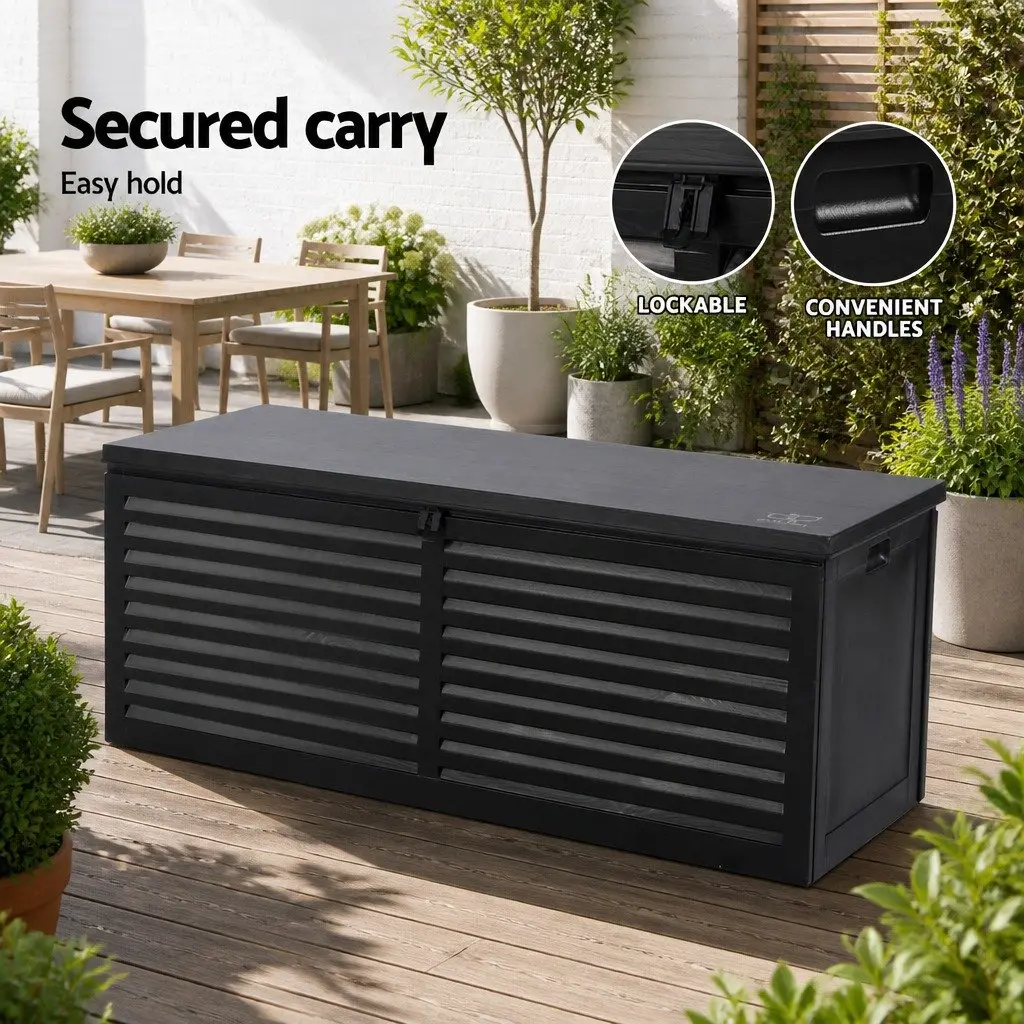 Outdoor Storage Box Weather-resistant Lockable 390L Black