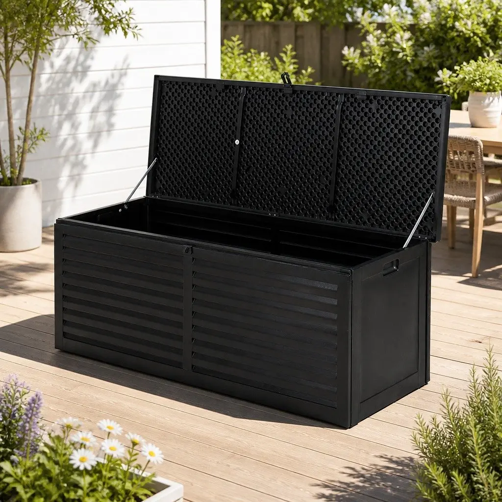 Outdoor Storage Box Weather-resistant Lockable 390L Black