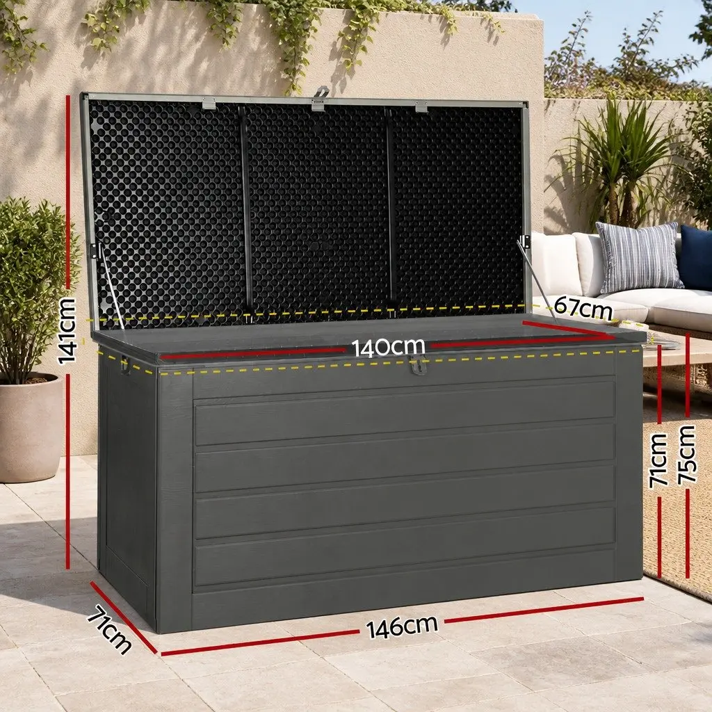 Outdoor Storage Box Weather-Resistant Lockable 680L Grey Black