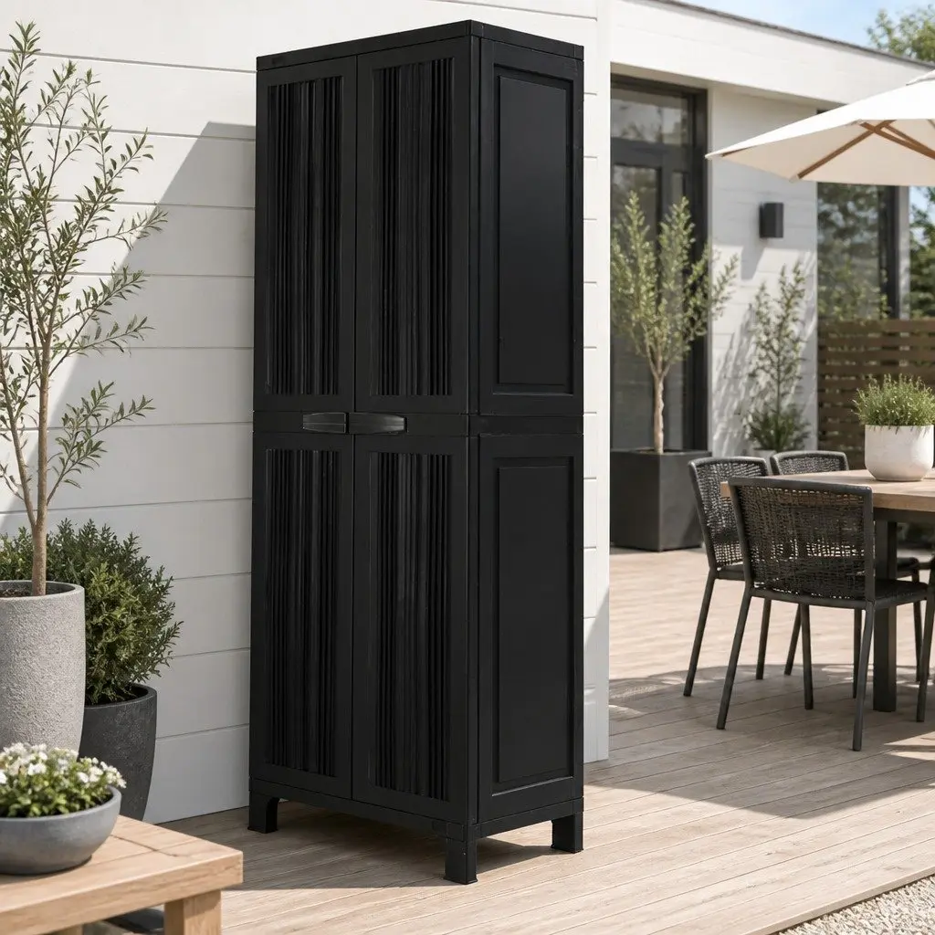 Outdoor Storage Cabinet Lockable 173cm Tall Adjustable Shelves