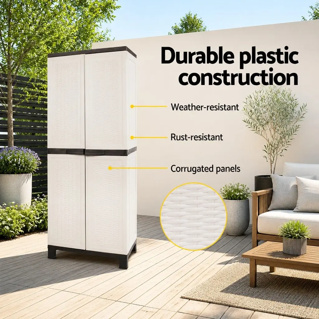 Outdoor Storage Cabinet Lockable 173cm Tall Adjustable Shelves Weather-Resistant Garden