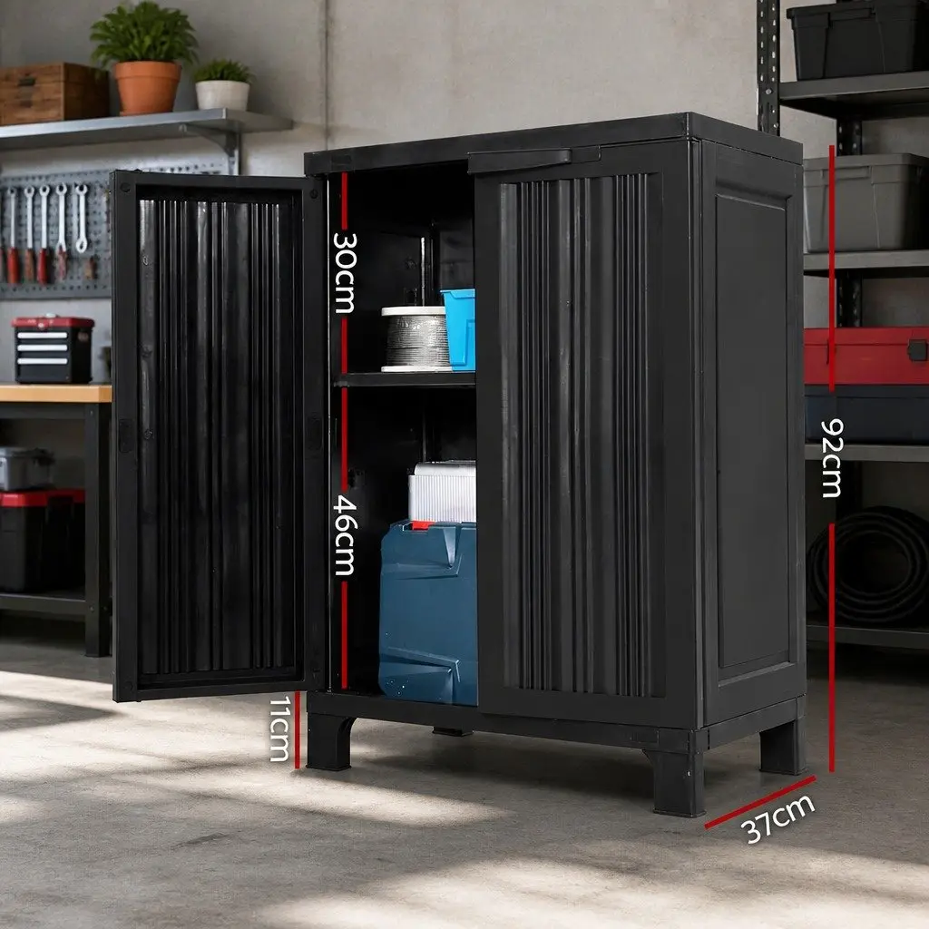 Outdoor Storage Cabinet 92cm Tall Lockable Cupboard Adjustable Shelves Garage