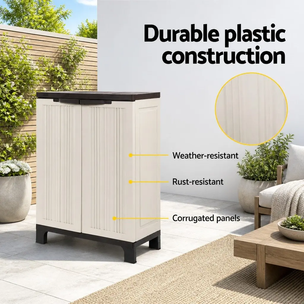 Outdoor Storage Cabinet Lockable Weather-Resistant Beige Half-Size 92cm