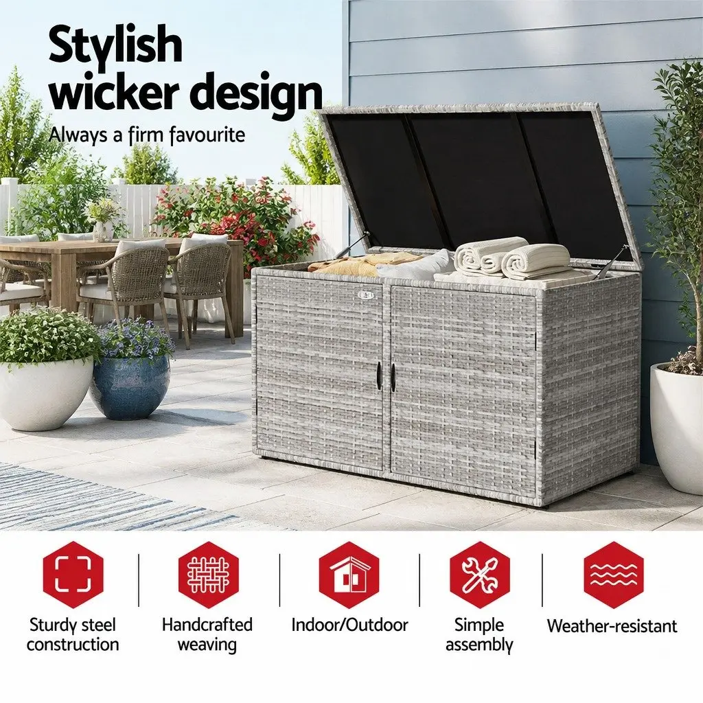 Grey Wicker Storage Cabinet