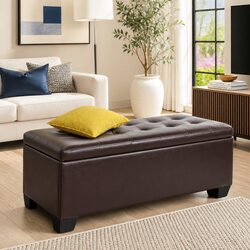 Friendly Brown Storage Ottoman for Cozy Living Spaces