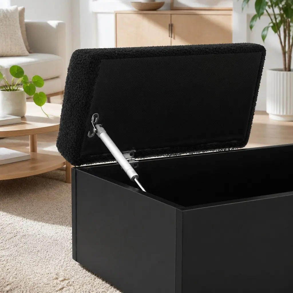 Storage Ottoman with Shelf and Easy Assembly