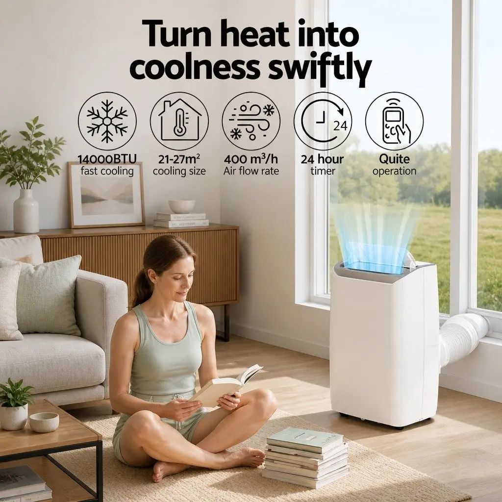 Portable Air Conditioner 14000BTU White 3in1 Cooling Dehumidifier Fan Unit