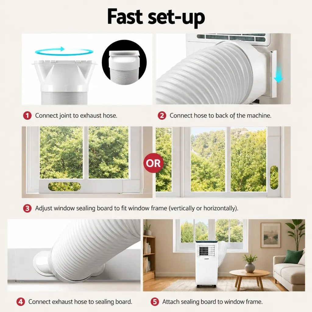 Portable Air Conditioner 3-in-1 Unit 7000BTU Dehumidifier Fan White