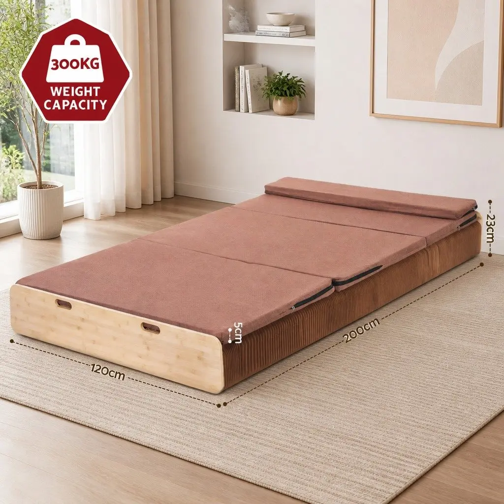Folding Kraft Paper Bed Frame Single Sofa Camping Furniture 300kg Capacity
