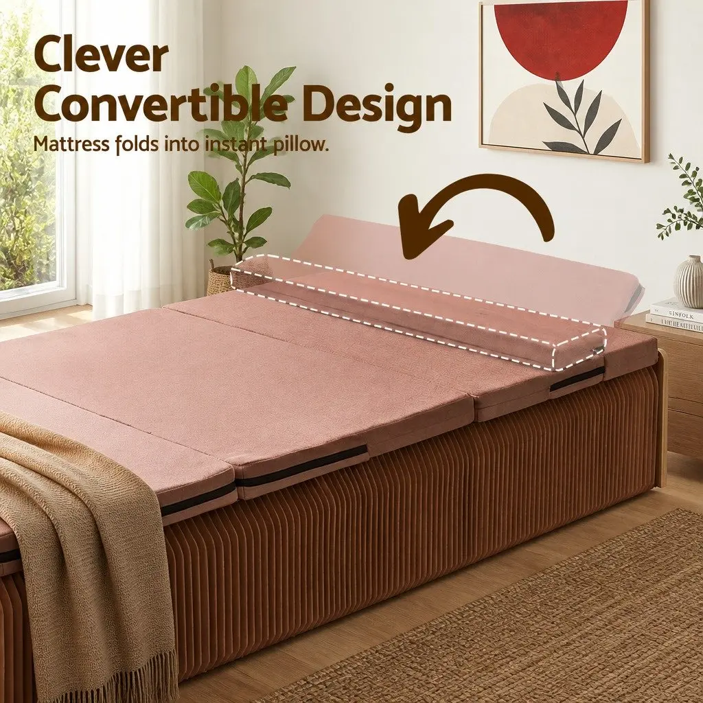 Folding Kraft Paper Bed Frame Single Sofa Camping Furniture 300kg Capacity