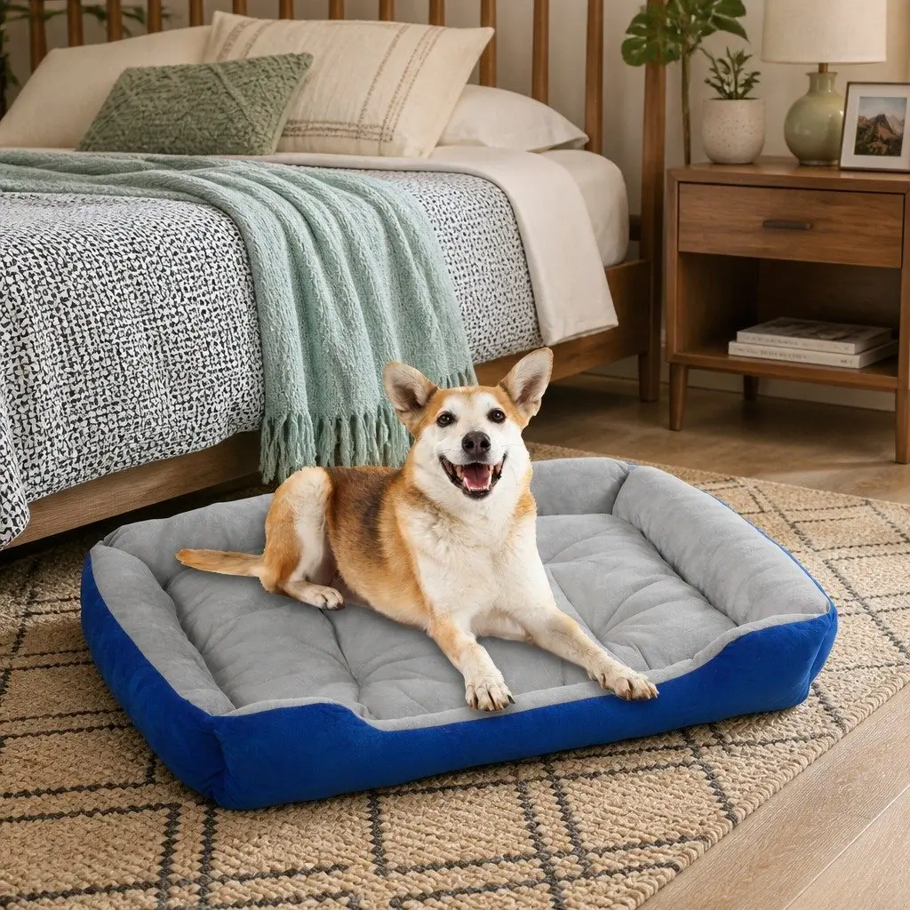 Pet Bed Washable Large Soft Cushion Sleep Mat Navy