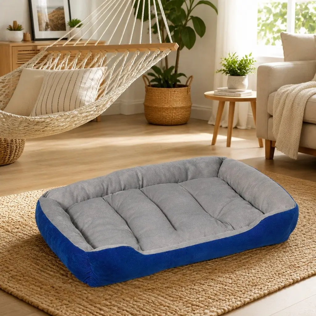 Pet Bed Dog Beds Mattress Medium M Navy Soft Warm Comfortable Sleep Bedding
