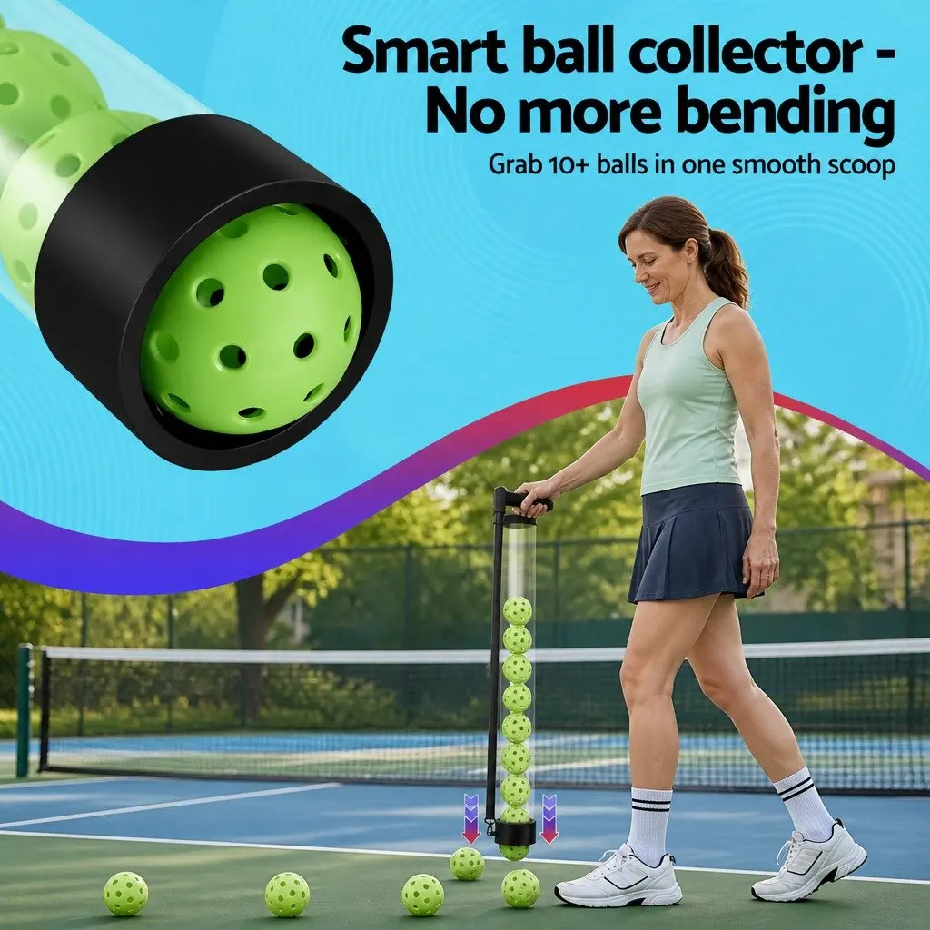 Pickleball Ball Collector Retriever Portable Storage Adjustable Strap 90cm 12 Piece