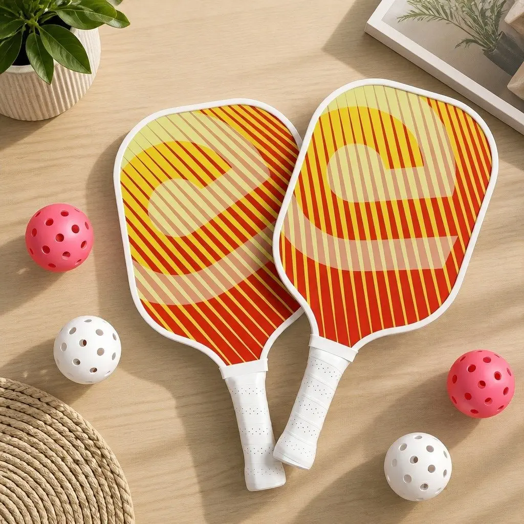 Pickleball Paddle Set Honeycomb Core Fibreglass 2 Paddles 4 Balls with Bag