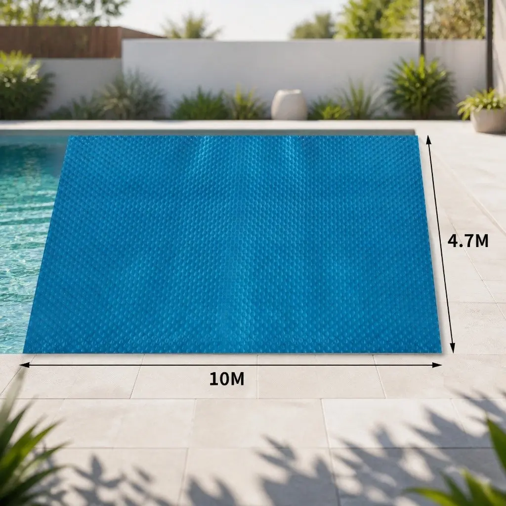 Solar Swimming Pool Cover 10 X 4.7M 400 Micron Heat Retention Bubble Blue Silver
