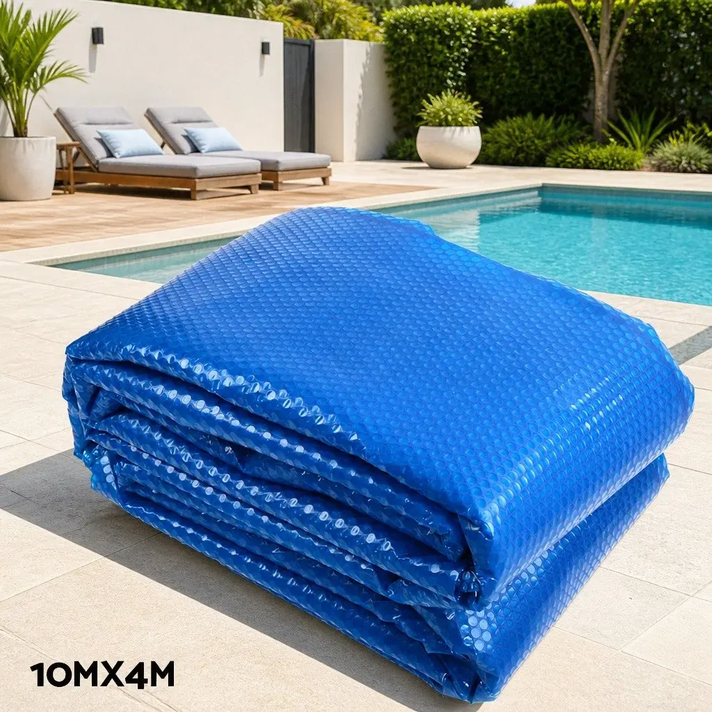 Solar Blanket Pool Cover 10x4m Blue 500 Micron with Aluminium Roller System