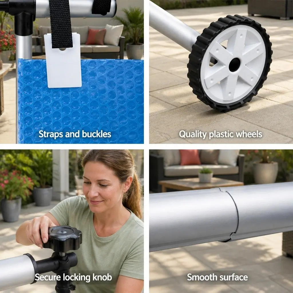 Solar Blanket Pool Cover 10x4m Blue 500 Micron with Aluminium Roller System