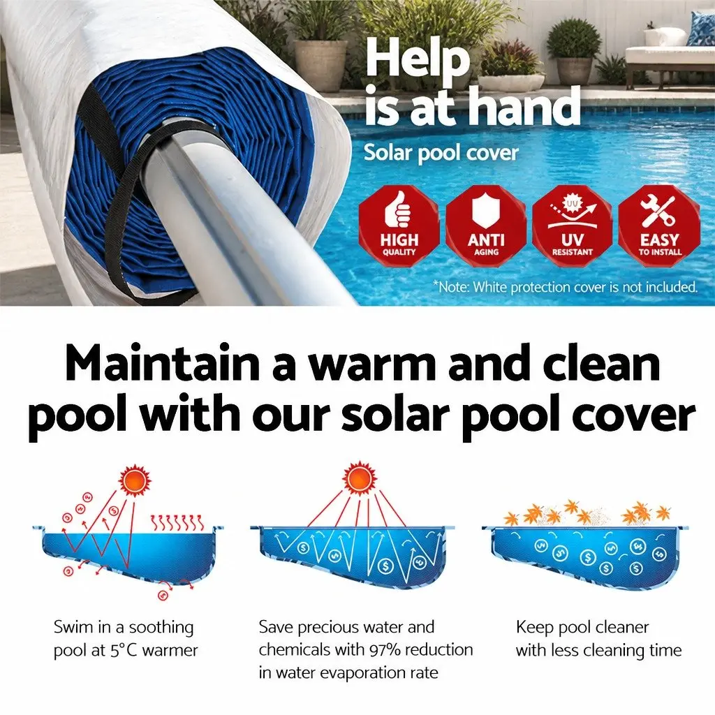 Pool Cover 10x4m 500 Micron Solar Blanket with Aluminium Roller System