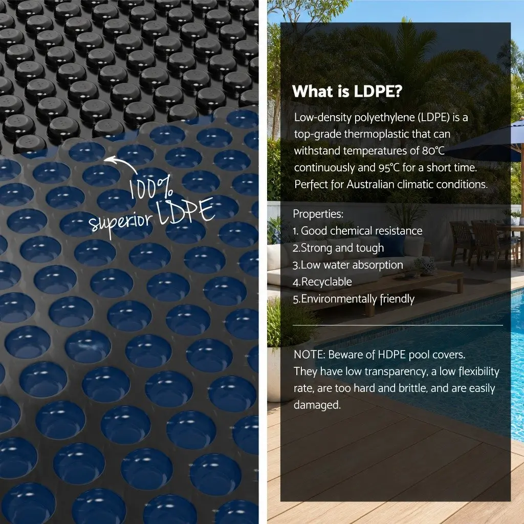 Pool Cover Solar Blanket 10x4m 600 Micron Heat Retention Bubble Blue Black