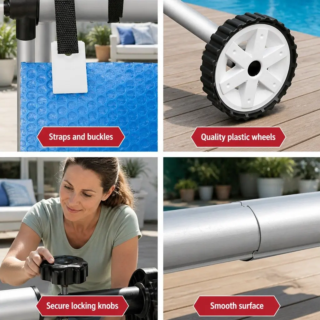 Pool Cover Solar Blanket 10.5x4.2m 500 Micron Blue with Aluminium Roller 5.55m