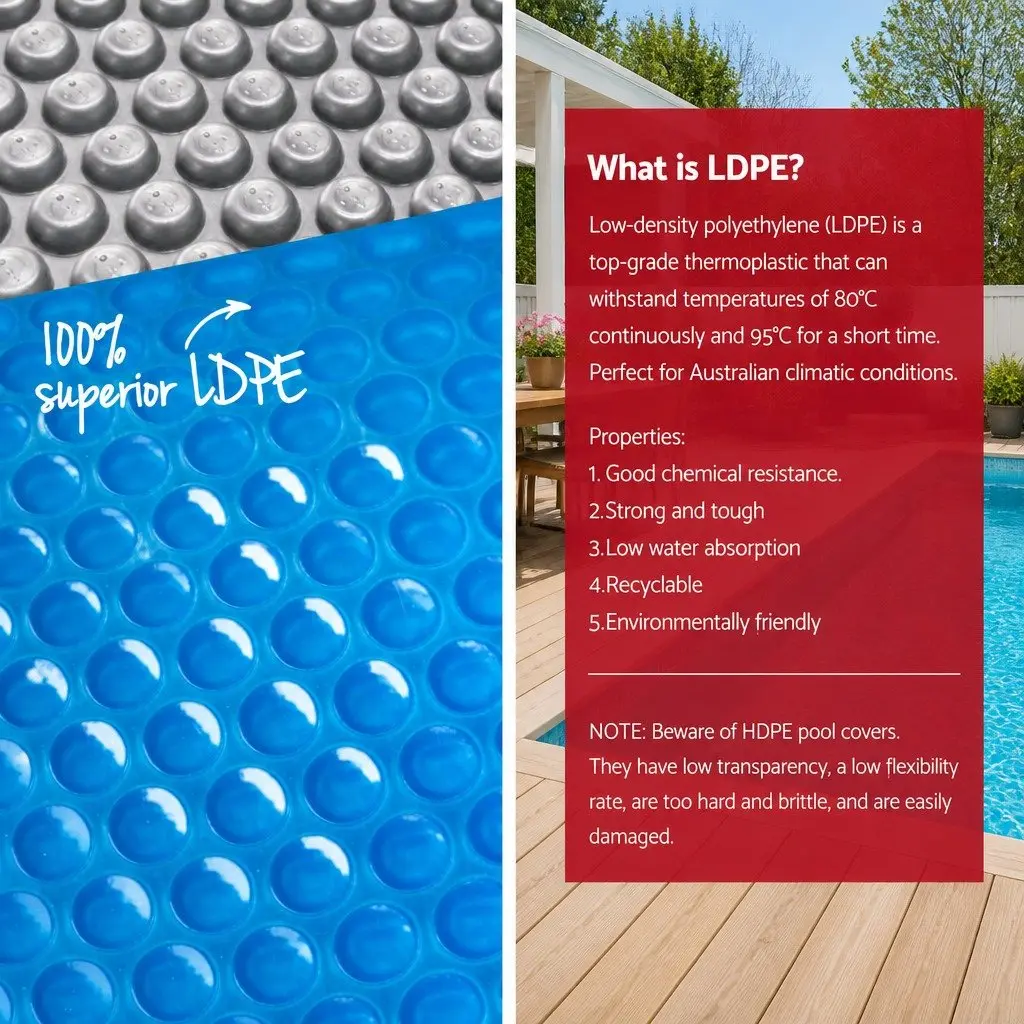 Solar Pool Cover Isothermal 10.5x4.2m 500 Micron Bubble Blue Silver