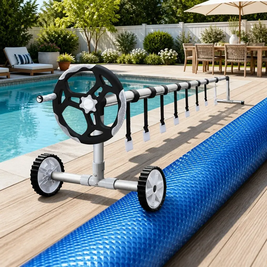 Pool Cover 11x4.8m 500 Micron Solar Blanket with Aluminium Roller 5.55m Width