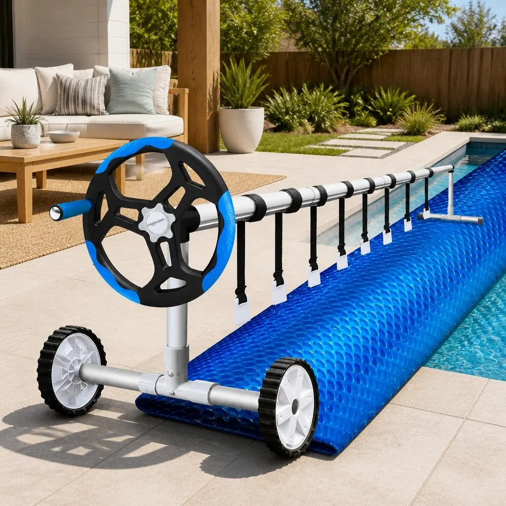 Pool Cover Solar Blanket 11x4.8m 500 Micron with Aluminium Roller Blue