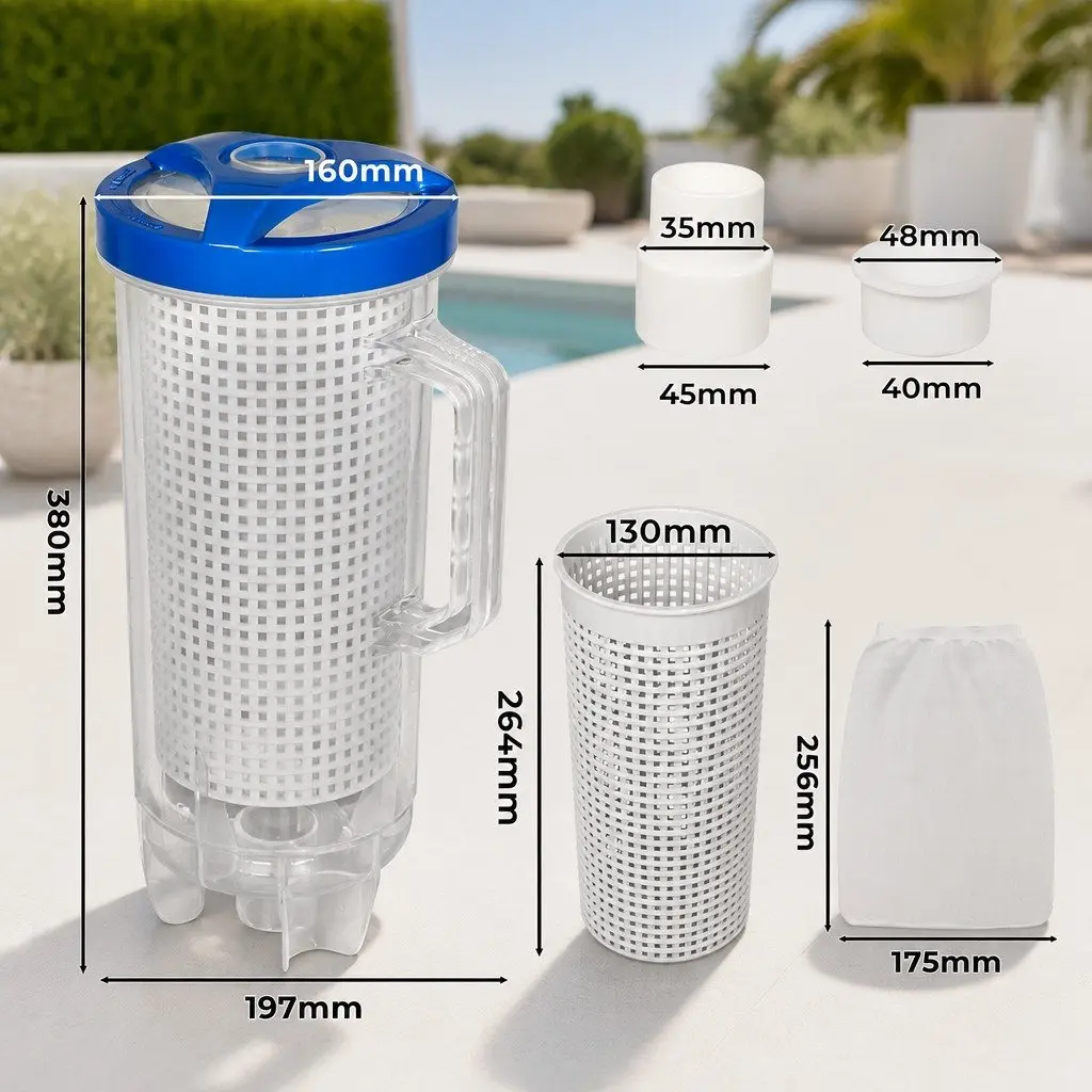 Pool Leaf Canister Suction Large Capacity Debris Catcher Filter Trap System