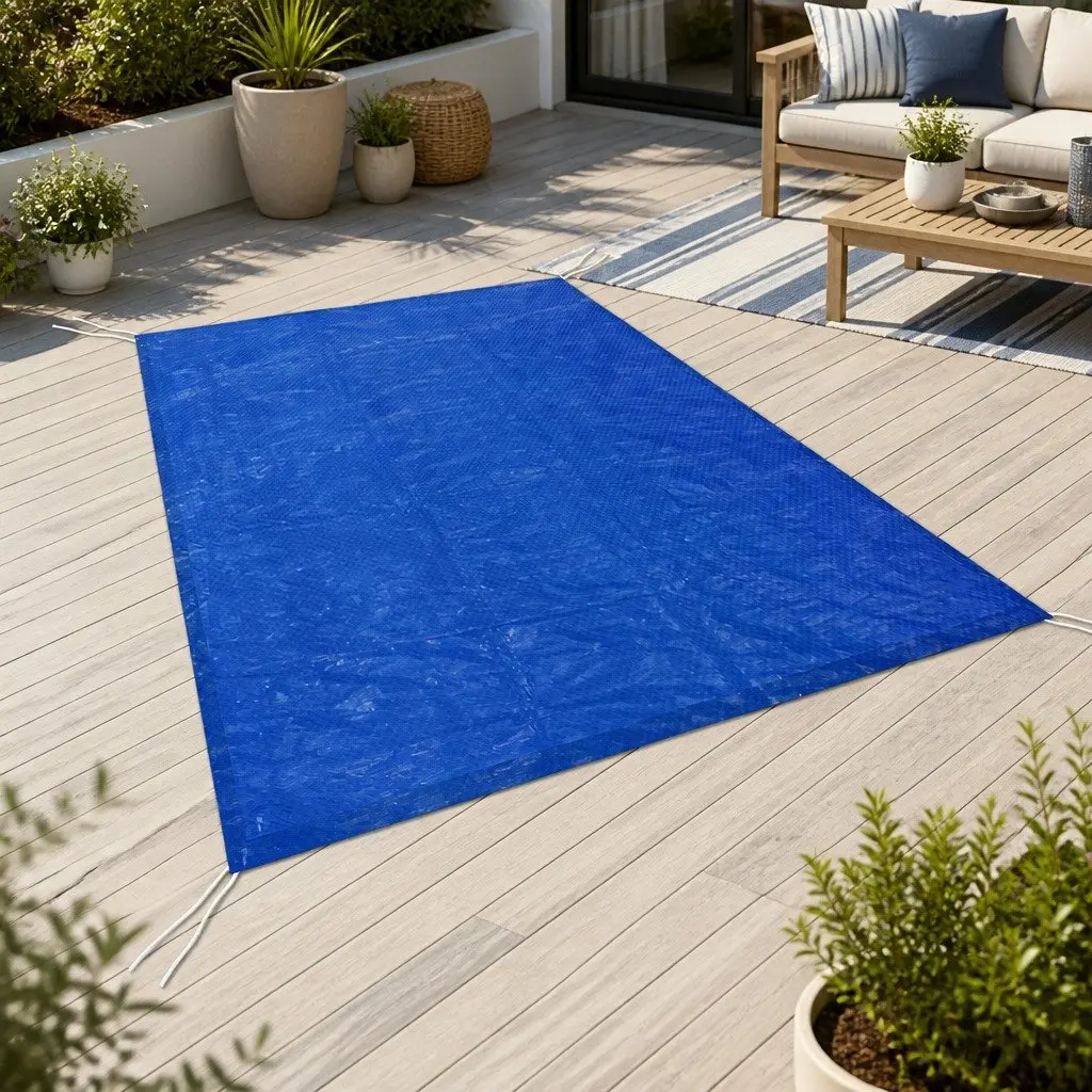 Pool Cover Blue 2m x 3m with Drainage Holes and Security Ropes
