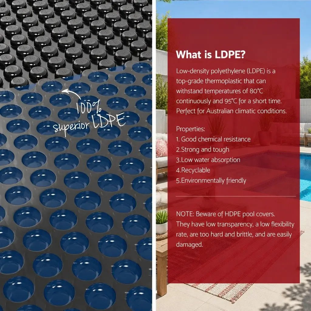 Solar Pool Cover 600 Micron 6.5x3m Bubble Blanket Heated Protection Blue Black