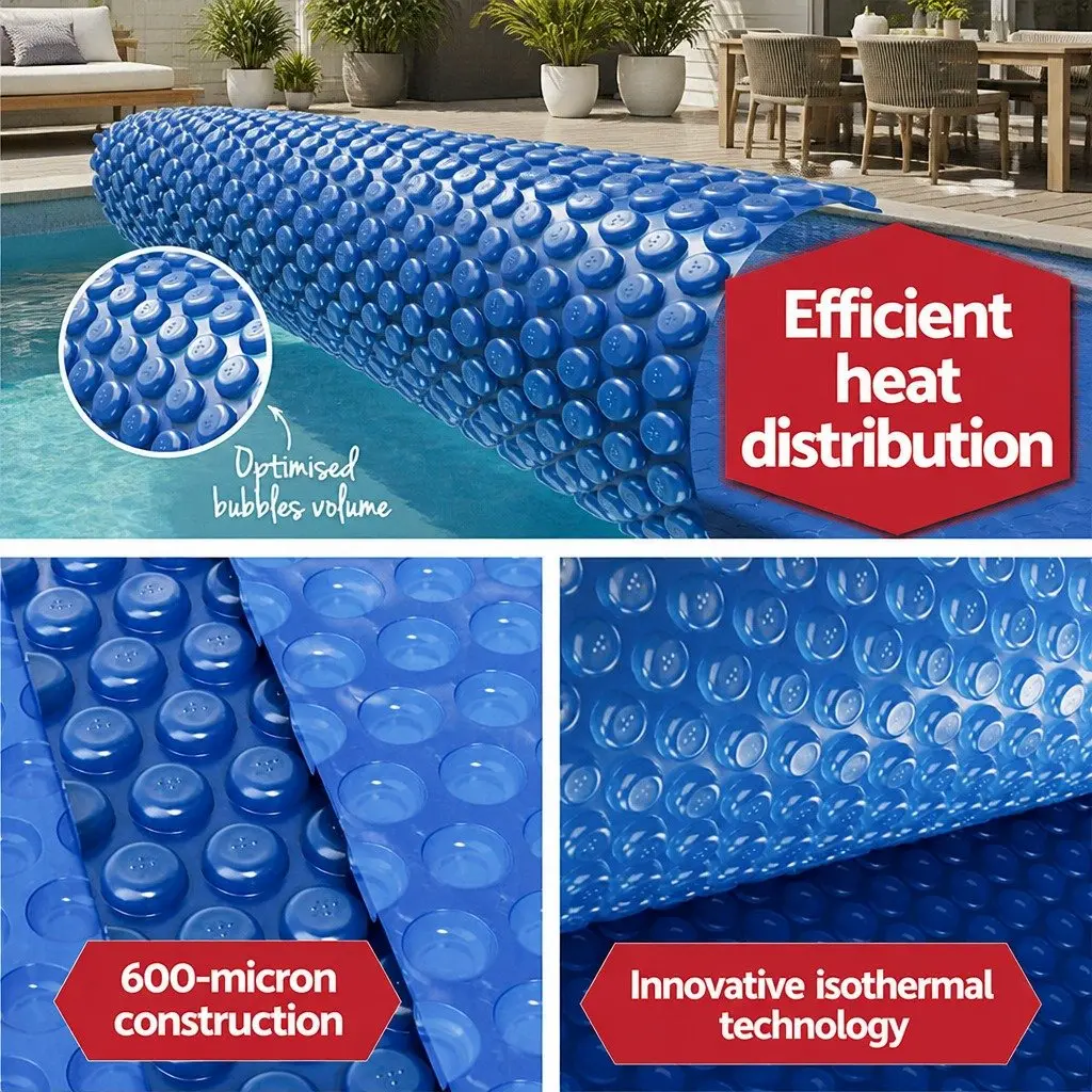 Pool Cover Solar Blanket 600 Micron 6.5m x 3m with Aluminium Roller Crank Wheel