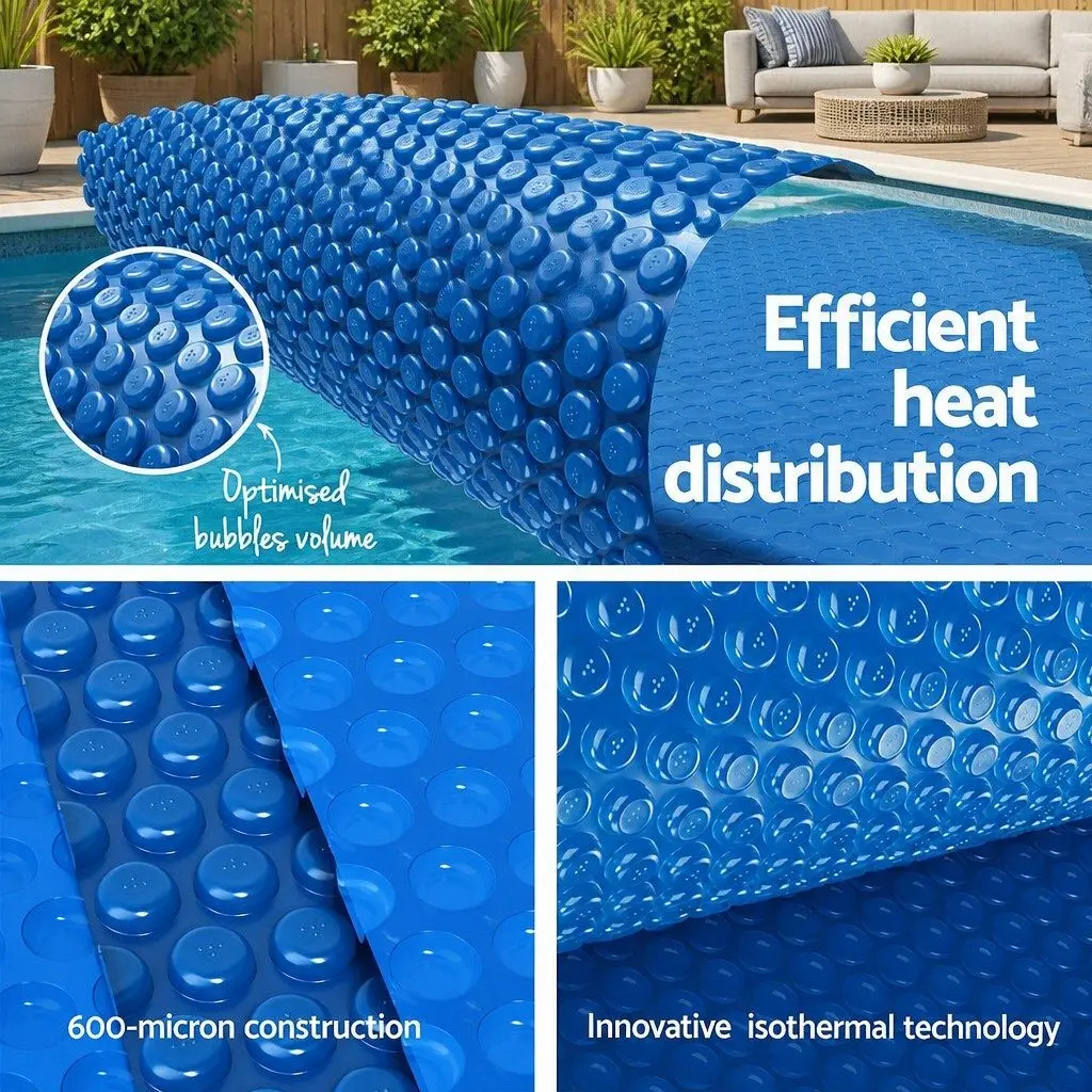 Pool Cover Solar Blanket 600 Micron 6.5m x 3m with Aluminium Roller Crank Wheel