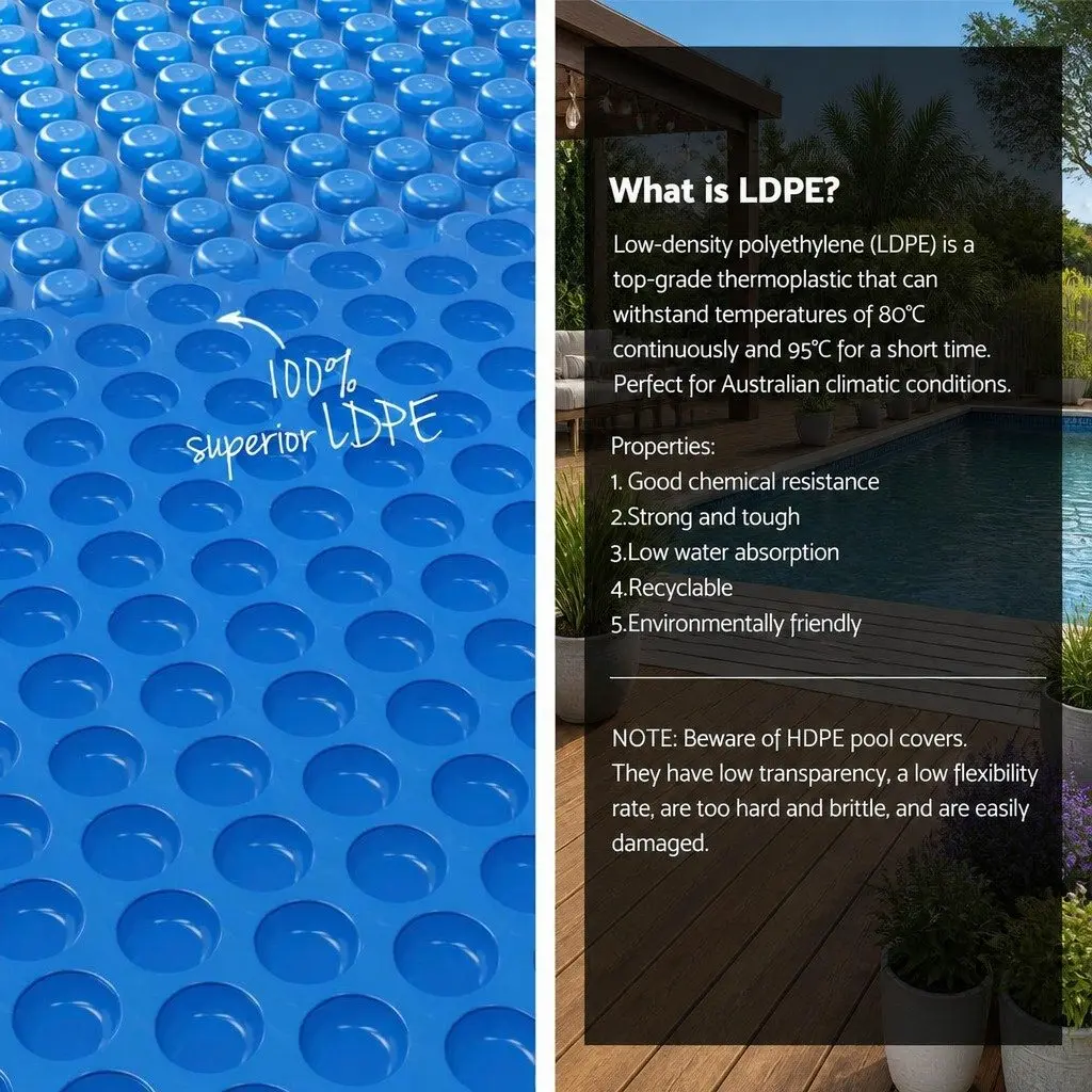 Pool Cover Solar Blanket 600 Micron 6.5m x 3m with Aluminium Roller Crank Wheel