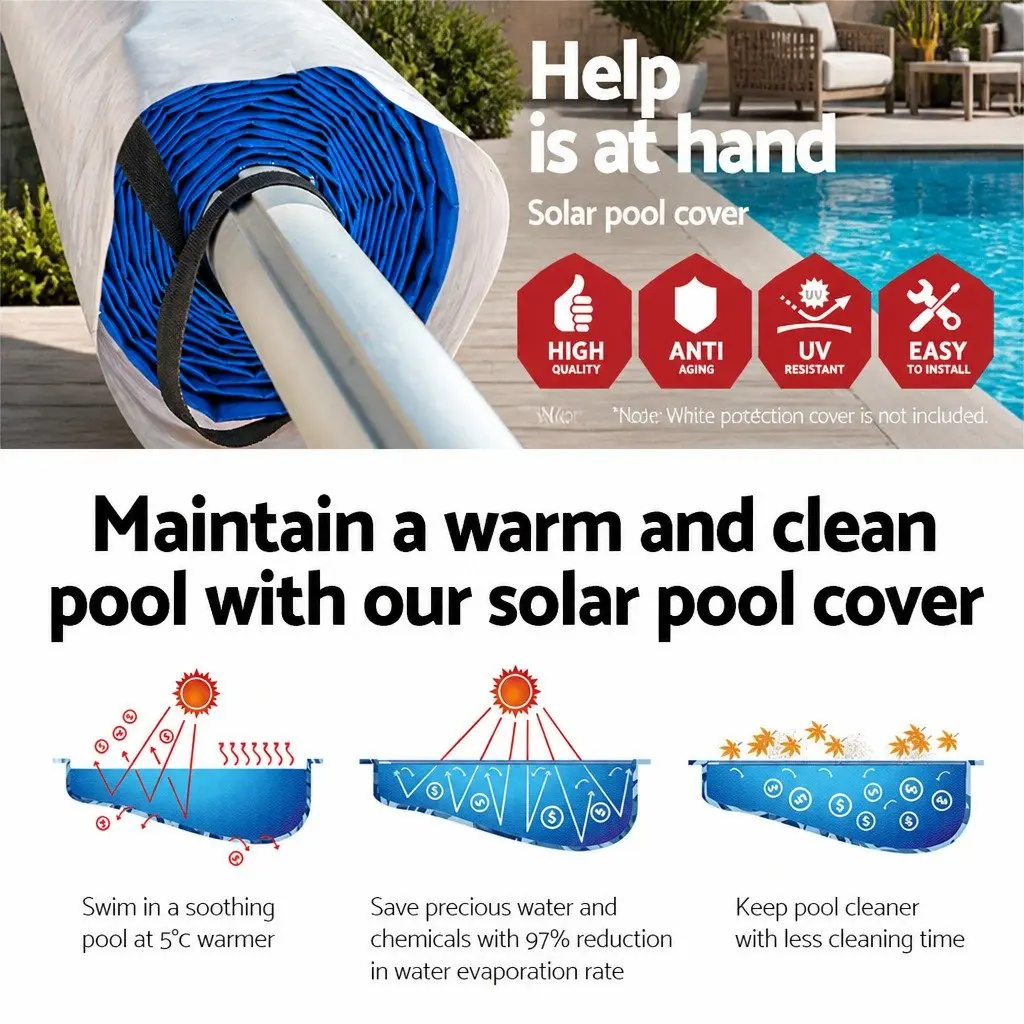 Pool Cover 6.5x3m 500 Micron Solar Blanket with Aluminium Roller Swimming Pool
