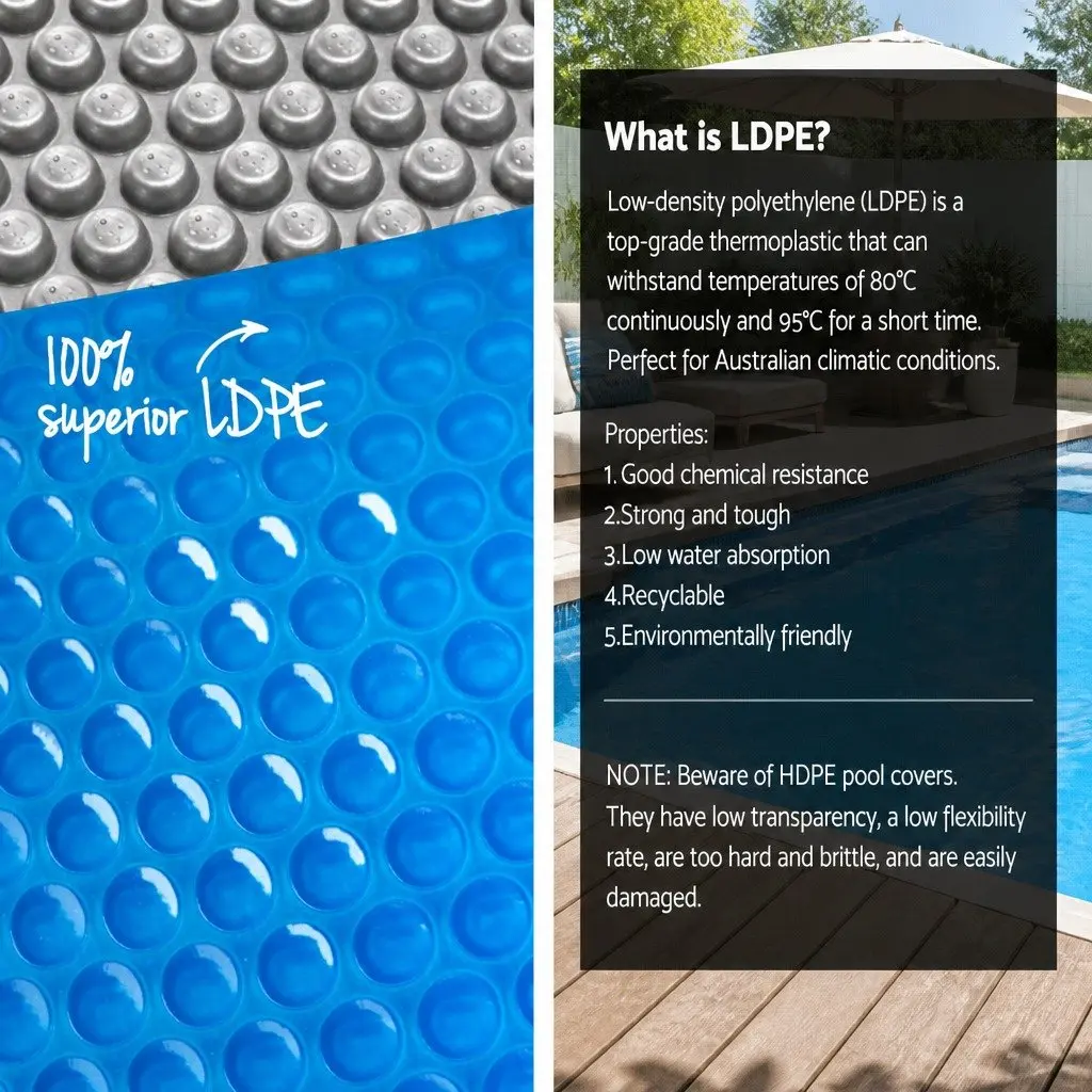 Solar Pool Cover 6.5x3m 500 Micron Bubble Blue Silver Thermal Swimming Pool