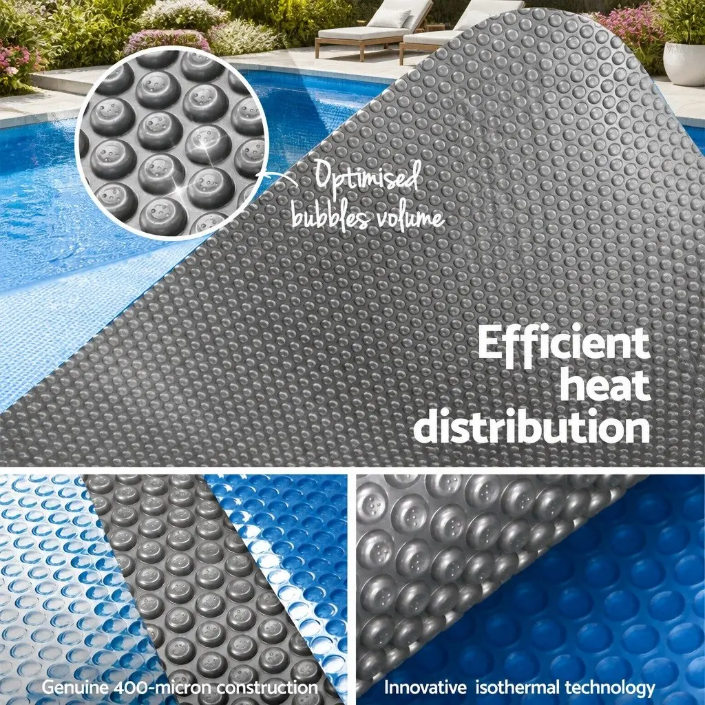 Pool Cover 6.5x3m 400 Micron Solar Blanket with Aluminium Roller 2.1-4.05m